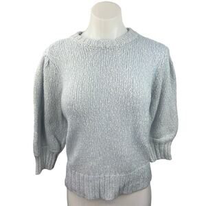 Popsugar Gray Crew Neck Ribbed Knit Trim Cozy Pullover Sweater Top Size L